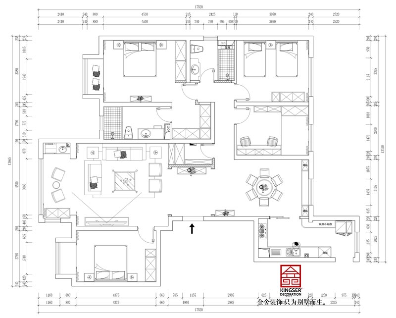 東南智匯城191平米美式輕奢裝修戶型解析