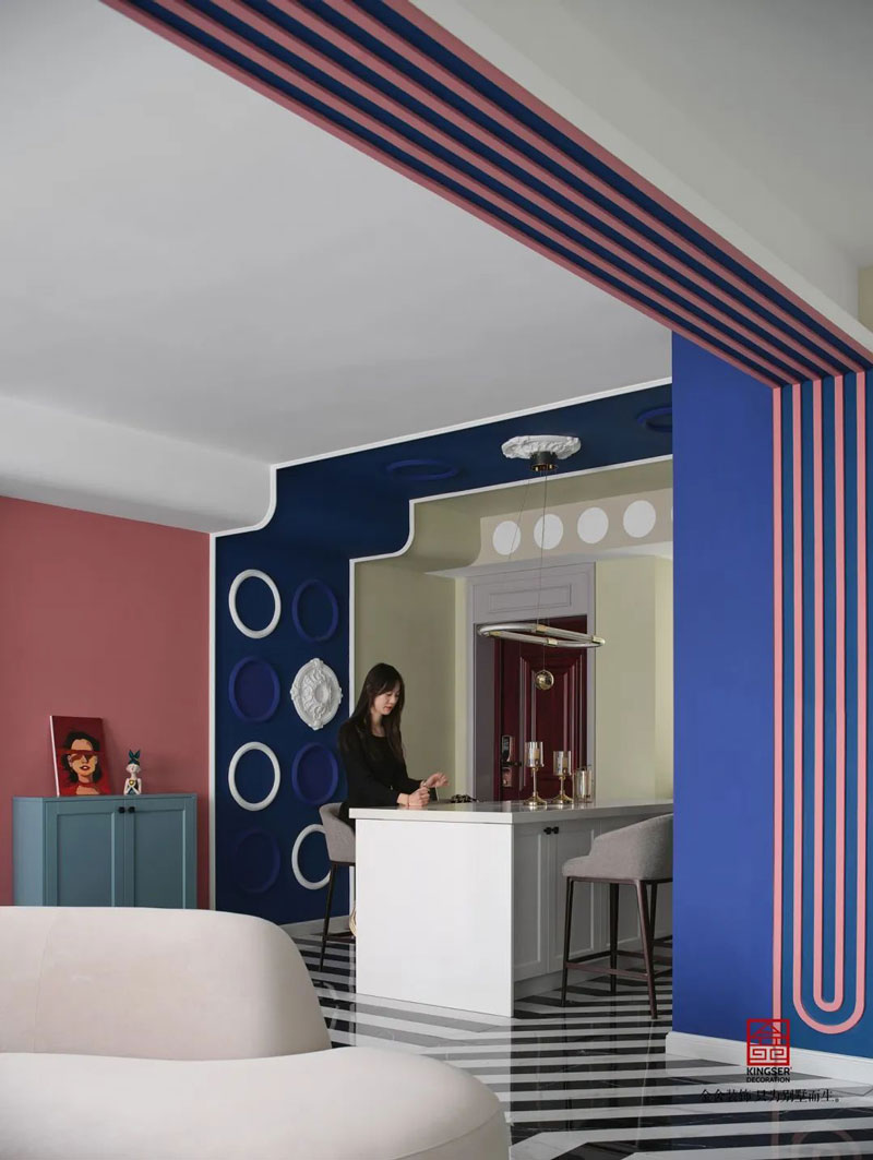 秀水名邸120㎡孟菲斯風格裝修設計